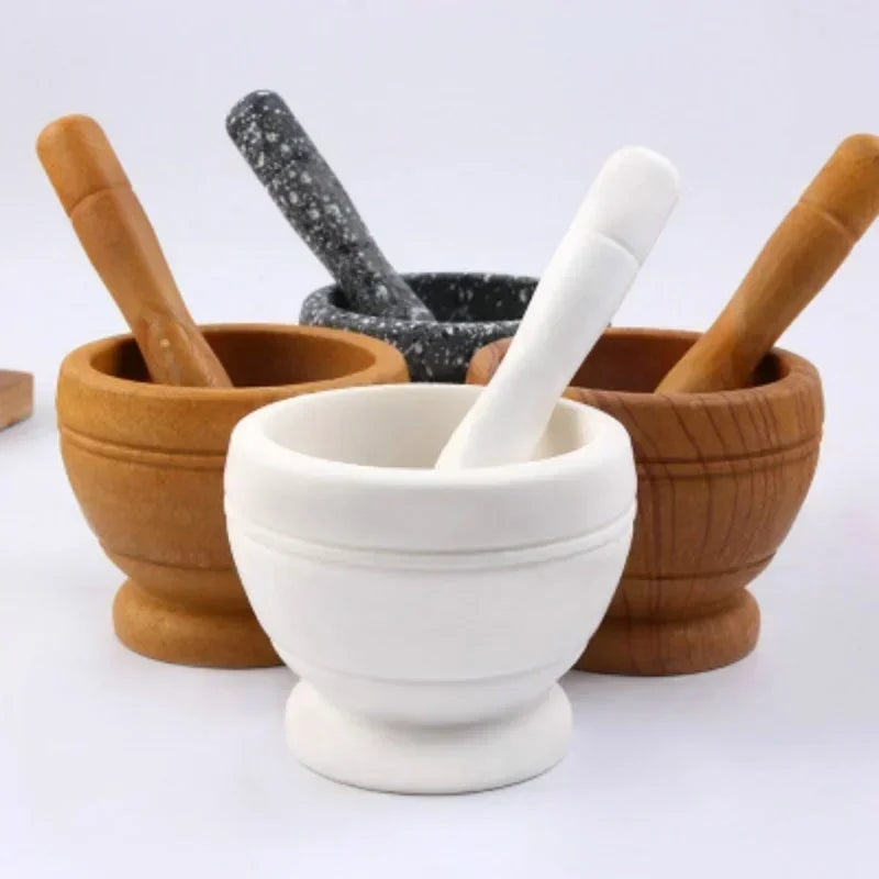 Set Garlic Herb Spice Mixing Grinding Crusher Bowl Restaurant Accessories