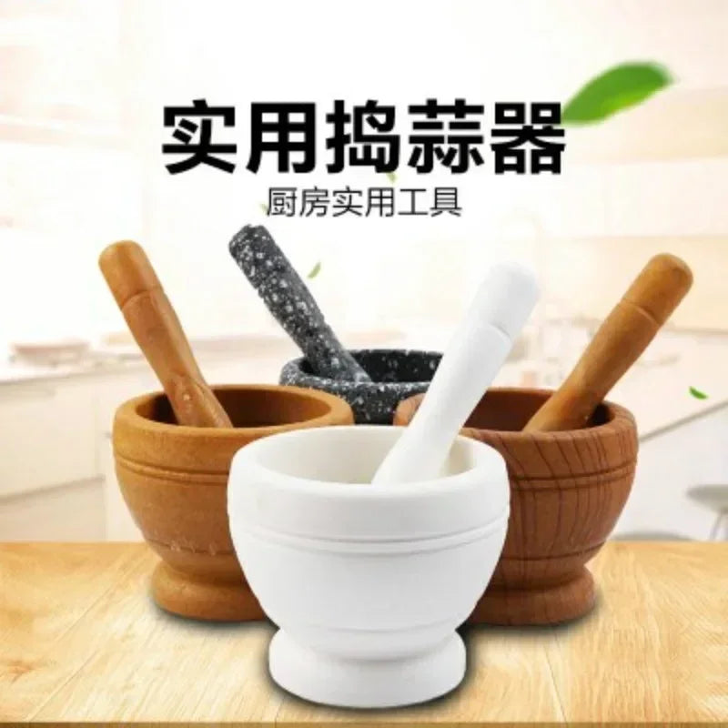 Set Garlic Herb Spice Mixing Grinding Crusher Bowl Restaurant Accessories