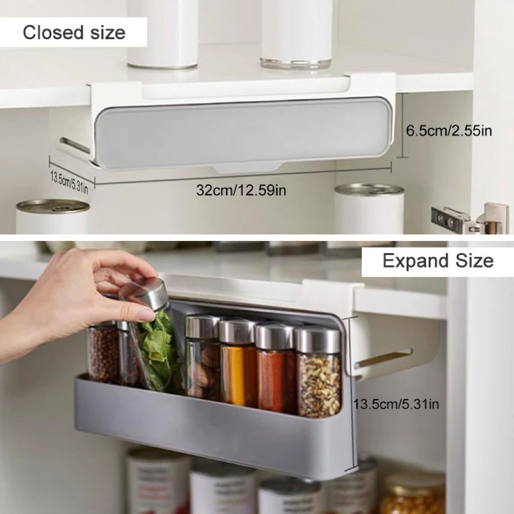 Kitchen Spice Rack Self-adhesive Spice Organizer Rack Seasoning Bottle Spice Organizer Wall-mounted Under-Shelf Kitchen Storage