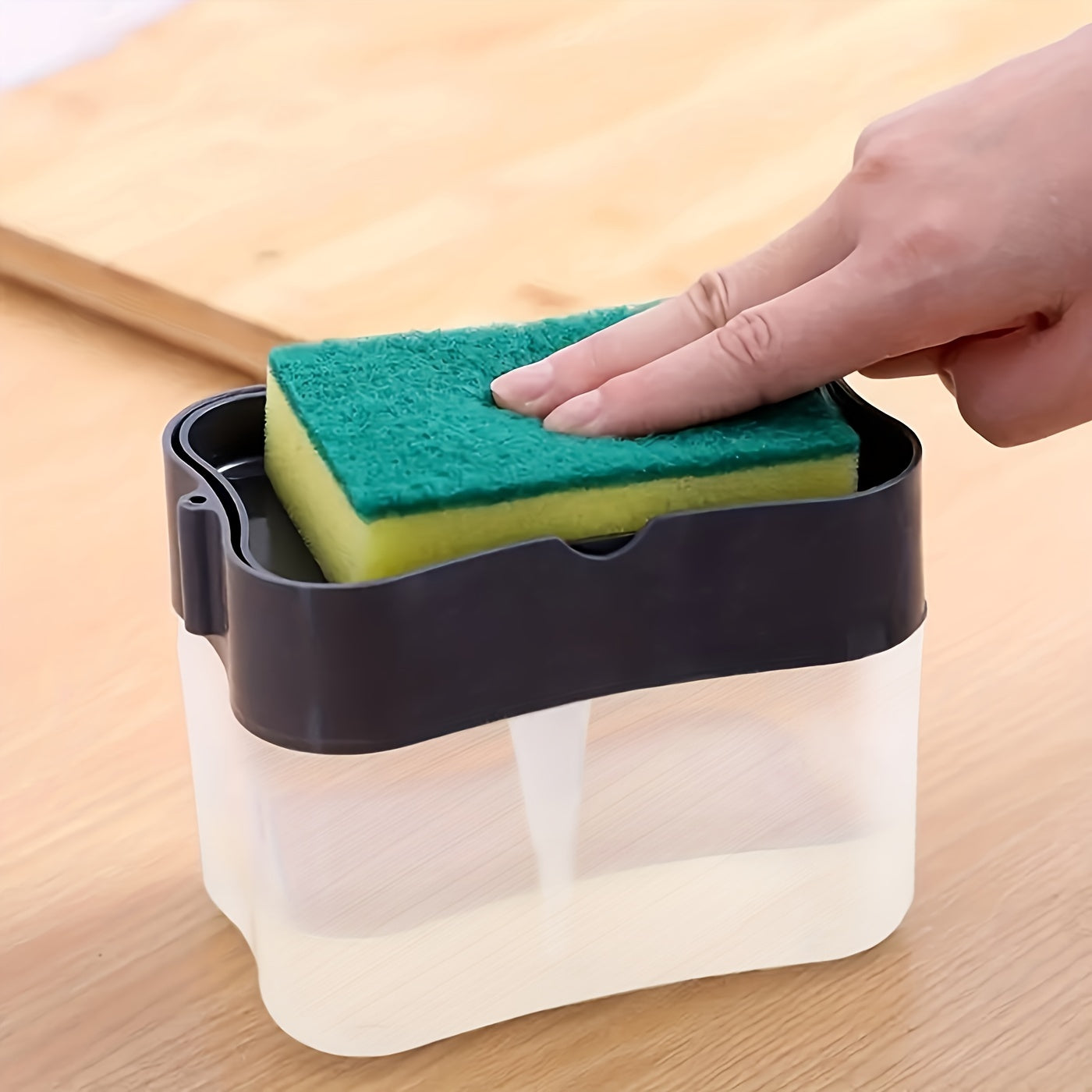 1pc Dish Soap pump Dispenser And Sponge Holder, Metallic Silvery For Kitchen Sink, No Sponge, 4.5in*2.5in*0.7in, 167.83g