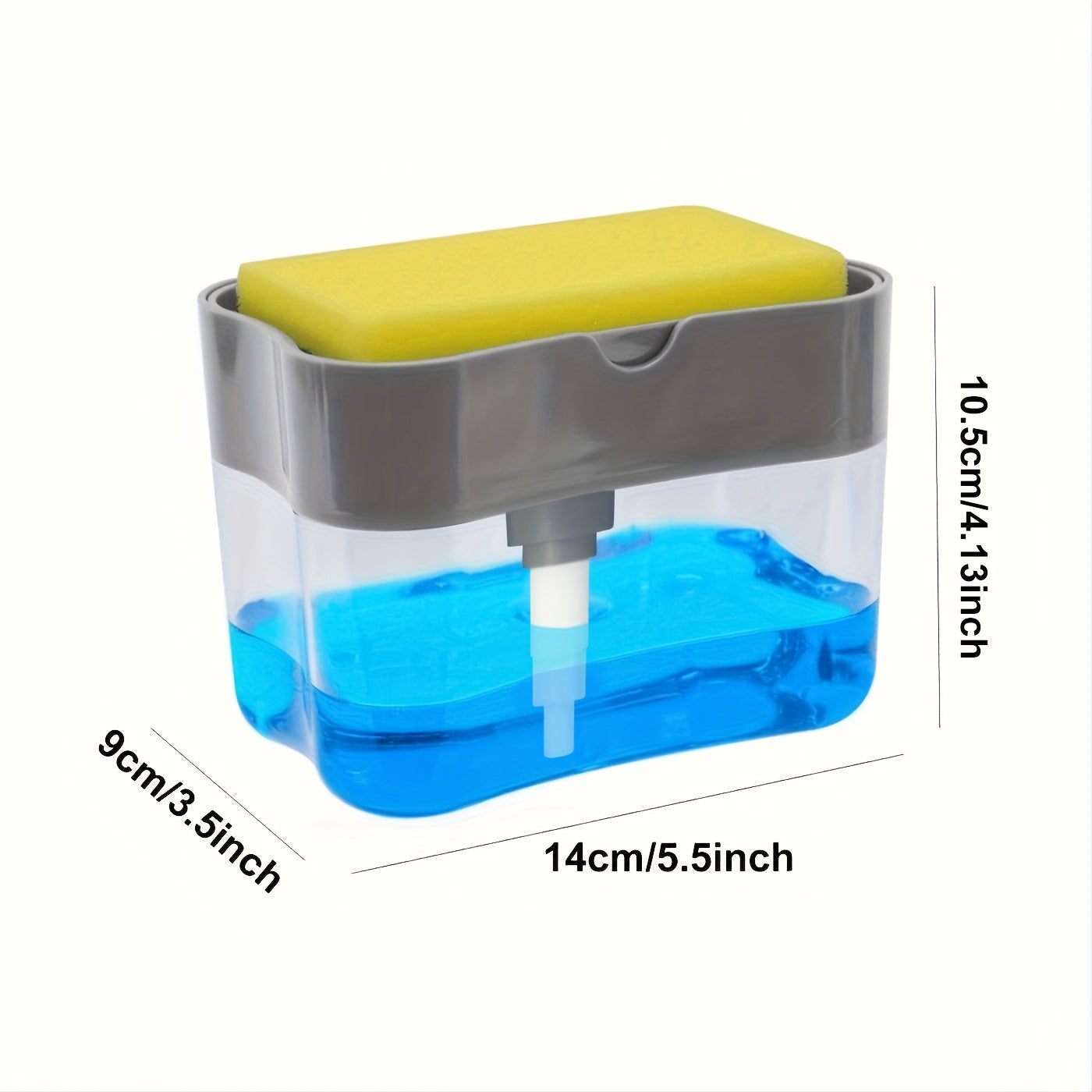 1pc Dish Soap pump Dispenser And Sponge Holder, Metallic Silvery For Kitchen Sink, No Sponge, 4.5in*2.5in*0.7in, 167.83g