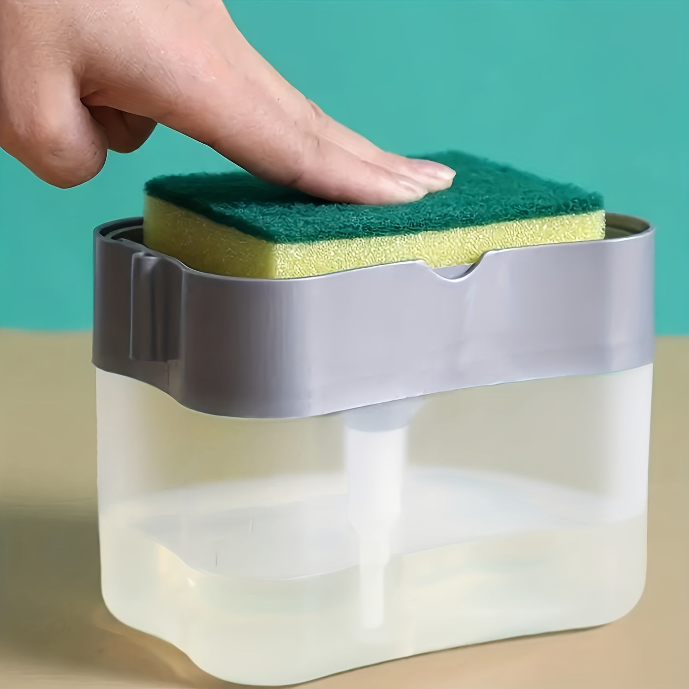 1pc Dish Soap pump Dispenser And Sponge Holder, Metallic Silvery For Kitchen Sink, No Sponge, 4.5in*2.5in*0.7in, 167.83g